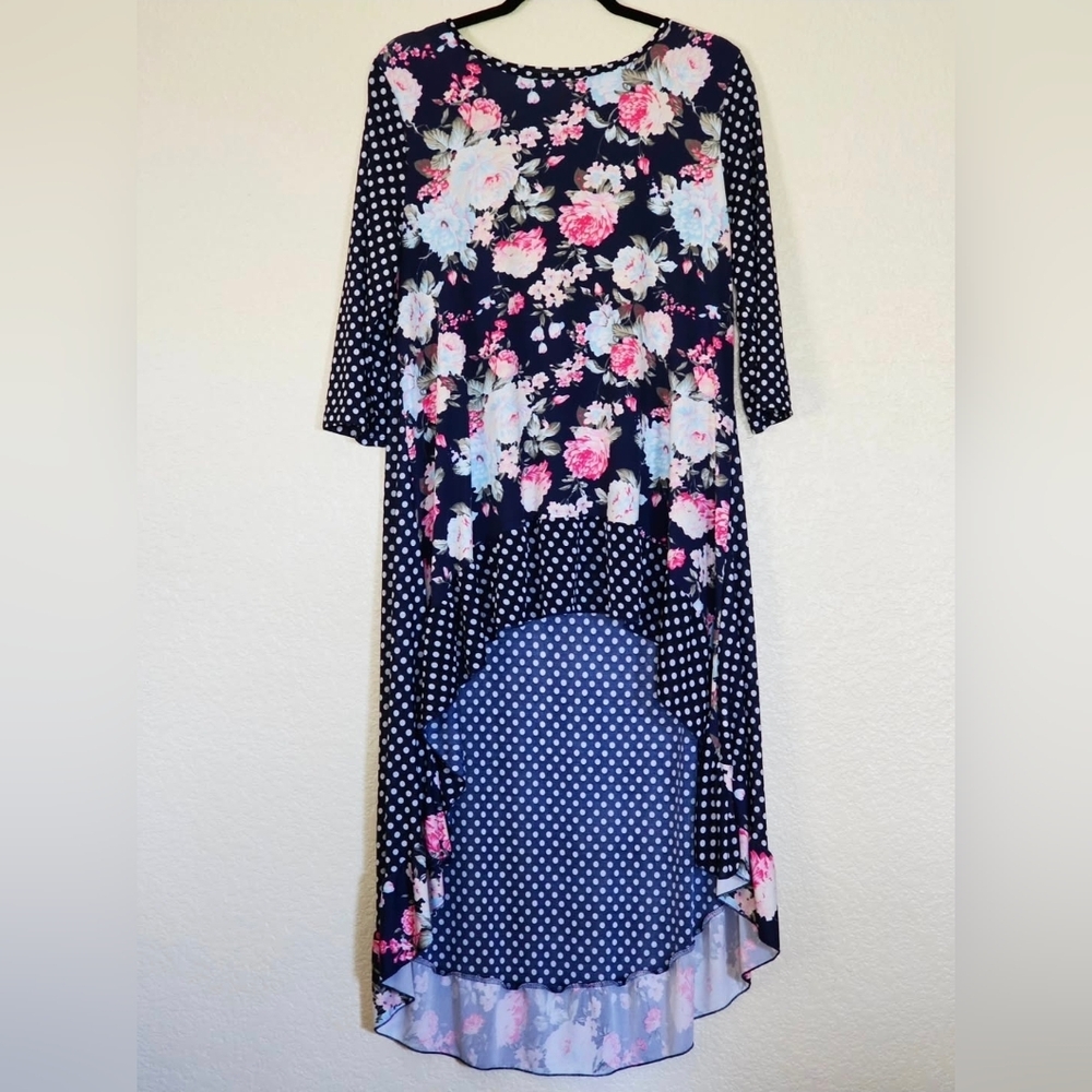Nuggles Navy Floral/Dot Hi-Low Tunic